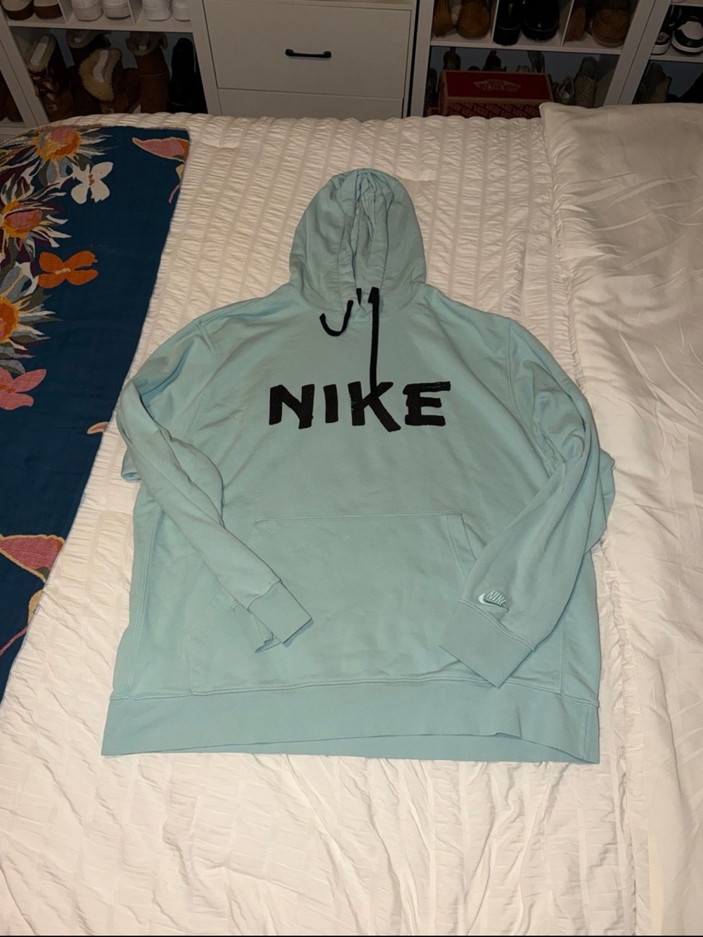 Nike Men’s Light Teal pullover Hoodie with Black Logo